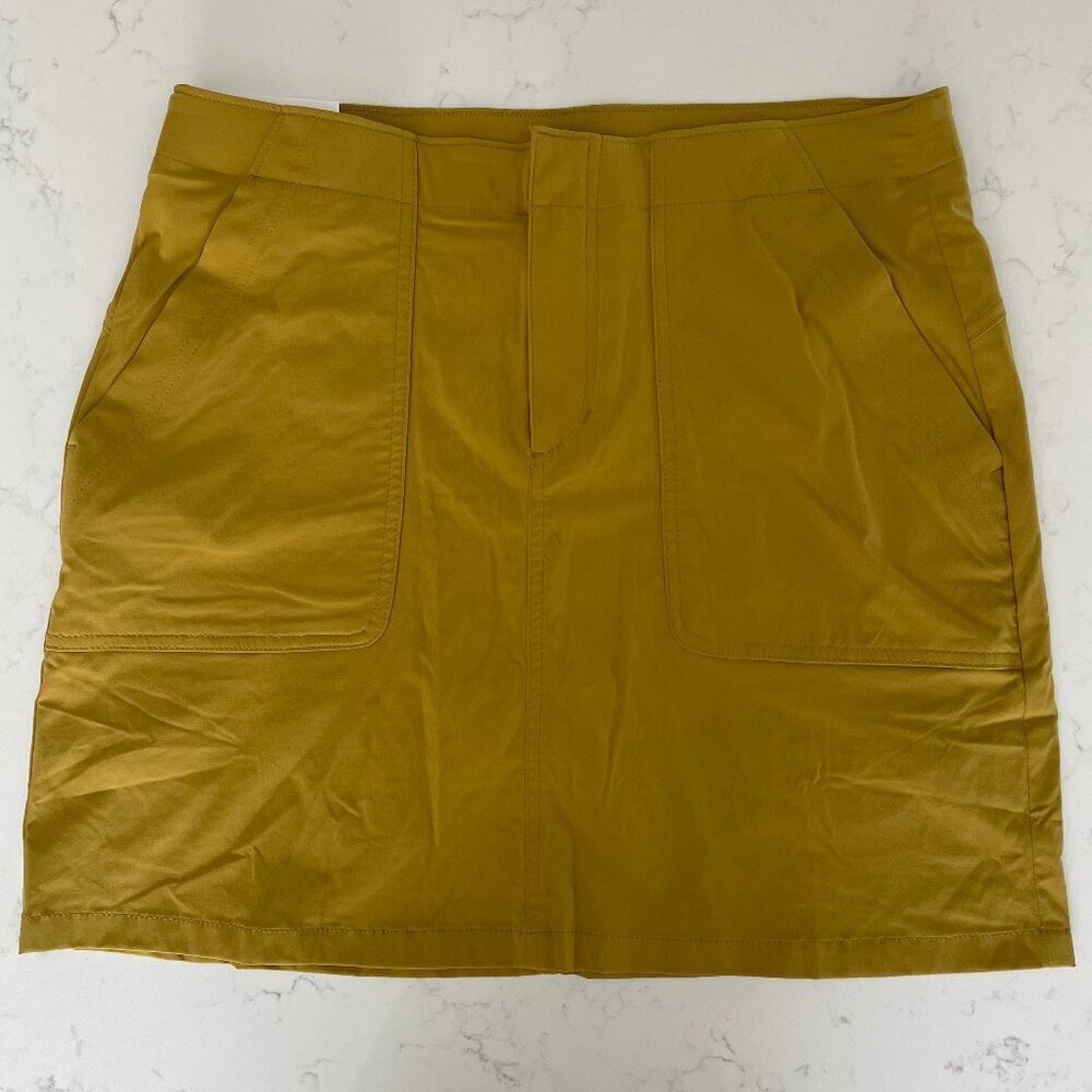 Eddie Bauer Horizon HR Skort w Liner Shorts Hi Rise UPF 50+ Active Gold Sz 8 NWT